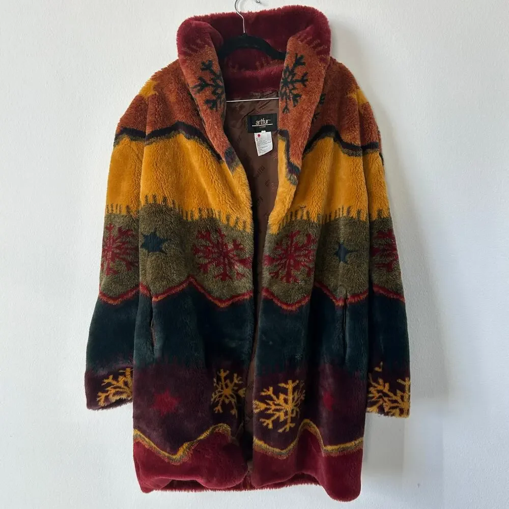 Vintage Artfur By Duffel Faux Fur Winter Jacket Size Small - Picture 1 of 7